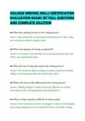 COLLEGE WRITING SKILLS CERTIFICATION&NewLine;EVALUATION EXAMS SET FULL QUESTIONS&NewLine;AND COMPLETE SOLUTION