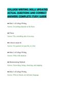 COLLEGE WRITING SKILLS UPDATED&NewLine;ACTUAL QUESTIONS AND CORRECT&NewLine;ANSWERS COMPLETE STUDY GUIDE