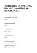 COLLEGE ALGEBRA 6TH EDITION ACTUAL&NewLine;EXAM SCRIPT 2026 QUESTIONS AND&NewLine;SOLUTIONS GRADED A