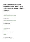 COLLEGE ALGEBRA 6TH EDITION&NewLine;COMPREHENSIVE EXAMINATION TEST&NewLine;2026 FULL QUESTIONS AND CORRECT&NewLine;ANSWERS