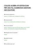 COLLEGE ALGEBRA 6TH EDITION EXAM&NewLine;PREP 2026 FULL EXAMINATION QUESTIONS&NewLine;AND SOLUTIONS