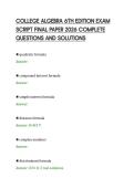 COLLEGE ALGEBRA 6TH EDITION EXAM&NewLine;SCRIPT FINAL PAPER 2026 COMPLETE&NewLine;QUESTIONS AND SOLUTIONS