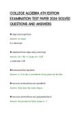 COLLEGE ALGEBRA 6TH EDITION&NewLine;EXAMINATION TEST PAPER 2026 SOLVED&NewLine;QUESTIONS AND ANSWERS