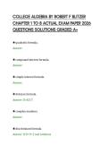 COLLEGE ALGEBRA BY ROBERT F BLITZER&NewLine;CHAPTER 1 TO 8 ACTUAL EXAM PAPER 2026&NewLine;QUESTIONS SOLUTIONS GRADED A&plus;