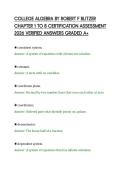 COLLEGE ALGEBRA BY ROBERT F BLITZER&NewLine;CHAPTER 1 TO 8 CERTIFICATION ASSESSMENT&NewLine;2026 VERIFIED ANSWERS GRADED A&plus;