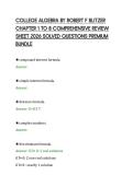 COLLEGE ALGEBRA BY ROBERT F BLITZER&NewLine;CHAPTER 1 TO 8 COMPREHENSIVE REVIEW&NewLine;SHEET 2026 SOLVED QUESTIONS PREMIUM&NewLine;BUNDLE