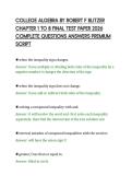 COLLEGE ALGEBRA BY ROBERT F BLITZER&NewLine;CHAPTER 1 TO 8 FINAL TEST PAPER 2026&NewLine;COMPLETE QUESTIONS ANSWERS PREMIUM&NewLine;SCRIPT
