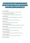 COLORADO POST COMPREHENSIVE&NewLine;STUDY GUIDE 2026 FULL QUESTIONS&NewLine;AND SOLUTIONS GRADED A&plus;