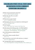 COLORADO POST FINAL TEST 2026&NewLine;QUESTIONS WITH CORRECT&NewLine;ANSWERS GRADED A&plus;