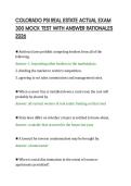 COLORADO PSI REAL ESTATE ACTUAL EXAM&NewLine;300 MOCK TEST WITH ANSWER RATIONALES&NewLine;2026