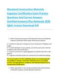 Maryland Construction Materials &NewLine;Inspector Certification Exam Practice &NewLine;Questions And Correct Answers &NewLine;&lpar;Verified Answers&rpar; Plus Rationale 2026 &NewLine;Q&A&vert; Instant Download Pdf 