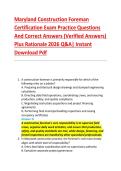 Maryland Construction Foreman &NewLine;Certification Exam Practice Questions &NewLine;And Correct Answers &lpar;Verified Answers&rpar; &NewLine;Plus Rationale 2026 Q&A&vert; Instant &NewLine;Download Pdf 