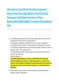 Maryland Certified Quality Engineer &NewLine;Exam Practice Questions And Correct &NewLine;Answers &lpar;Verified Answers&rpar; Plus &NewLine;Rationale 2026 Q&A&vert; Instant Download &NewLine;Pdf 