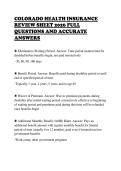 COLORADO HEALTH INSURANCE&NewLine;REVIEW SHEET 2026 FULL&NewLine;QUESTIONS AND ACCURATE&NewLine;ANSWERS