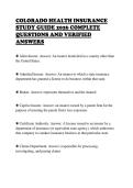 COLORADO HEALTH INSURANCE&NewLine;STUDY GUIDE 2026 COMPLETE&NewLine;QUESTIONS AND VERIFIED&NewLine;ANSWERS