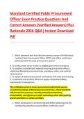 Maryland Certified Public Procurement &NewLine;Officer Exam Practice Questions And &NewLine;Correct Answers &lpar;Verified Answers&rpar; Plus &NewLine;Rationale 2026 Q&A&vert; Instant Download &NewLine;Pdf 