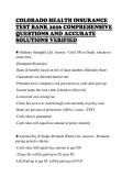 COLORADO HEALTH INSURANCE&NewLine;TEST BANK 2026 COMPREHENSIVE&NewLine;QUESTIONS AND ACCURATE&NewLine;SOLUTIONS VERIFIED 