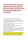 Maryland Certified Public Accountant &NewLine;Reciprocity Exam Practice Questions &NewLine;And Correct Answers &lpar;Verified Answers&rpar; &NewLine;Plus Rationale 2026 Q&A&vert; Instant &NewLine;Download Pdf  