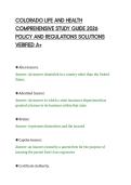 COLORADO LIFE AND HEALTH&NewLine;COMPREHENSIVE STUDY GUIDE 2026&NewLine;POLICY AND REGULATIONS SOLUTIONS&NewLine;VERIFIED A&plus;