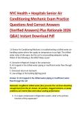 NYC Health &plus; Hospitals Senior Air &NewLine;Conditioning Mechanic Exam Practice &NewLine;Questions And Correct Answers &NewLine;&lpar;Verified Answers&rpar; Plus Rationale 2026 &NewLine;Q&A&vert; Instant Download Pdf  