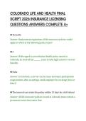 COLORADO LIFE AND HEALTH FINAL&NewLine;SCRIPT 2026 INSURANCE LICENSING&NewLine;QUESTIONS ANSWERS COMPLETE A&plus;