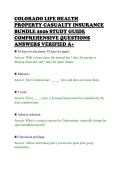 COLORADO LIFE HEALTH&NewLine;PROPERTY CASUALTY INSURANCE&NewLine;BUNDLE 2026 STUDY GUIDE&NewLine;COMPREHENSIVE QUESTIONS&NewLine;ANSWERS VERIFIED A&plus;
