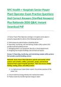 NYC Health &plus; Hospitals Senior Power &NewLine;Plant Operator Exam Practice Questions &NewLine;And Correct Answers &lpar;Verified Answers&rpar; &NewLine;Plus Rationale 2026 Q&A&vert; Instant &NewLine;Download Pdf  