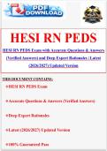 HESI RN PEDS Exam with Accurate Questions & Answers &lpar;Verified Answers&rpar; and Deep Expert Rationales &vert; Latest &lpar;2026&sol;2027&rpar; Updated Version