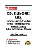 BIOL251&sol;BIOL 251 Human Anatomy & Physiology I w&sol;Lab Module 1 Exam &vert; Portage Learning &vert; 2026 Edition &lpar;PDF&rpar;