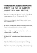 COMEDY DRIVING 2026 EXAM PREPARATION&NewLine;PACK KEY ROAD RULES AND SAFE DRIVING&NewLine;CONCEPTS WITH SAMPLE QUESTIONS