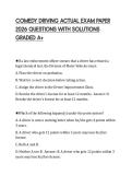 COMEDY DRIVING ACTUAL EXAM PAPER&NewLine;2026 QUESTIONS WITH SOLUTIONS&NewLine;GRADED A&plus;