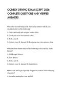 COMEDY DRIVING EXAM SCRIPT 2026&NewLine;COMPLETE QUESTIONS AND VERIFIED&NewLine;ANSWERS
