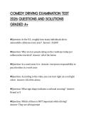 COMEDY DRIVING EXAMINATION TEST&NewLine;2026 QUESTIONS AND SOLUTIONS&NewLine;GRADED A&plus;