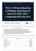 WGU C190 Introduction to Biology Questions & Answers 2026&sol;2027 Comprehensive Review