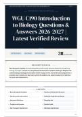 WGU C190 Introduction to Biology Questions & Answers 2026&sol;2027 Latest Verified Review