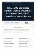 WGU C202 Managing Human Capital Questions & Answers 2026-2027 Complete Course Review
