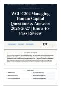 WGU C202 Managing Human Capital Questions & Answers 2026-2027 Know-to-Pass Review
