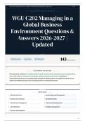 WGU C202 Managing in a Global Business Environment Questions & Answers 2026-2027 Updated