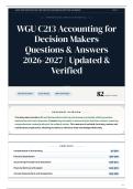 WGU C213 Accounting for Decision Makers Questions & Answers 2026-2027 Updated & Verified