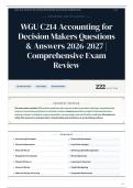 WGU C214 Accounting for Decision Makers Questions & Answers 2026-2027 Comprehensive Exam Review