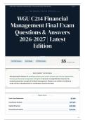 WGU C214 Financial Management Final Exam Questions & Answers 2026-2027 Latest Edition