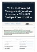 WGU C214 Financial Management Questions & Answers 2026-2027 Multiple Choice Edition