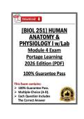 BIOL251&sol;BIOL 251 Human Anatomy & Physiology I w&sol;Lab Module 4 Exam &vert; Portage Learning &vert; 2026 Edition &lpar;PDF&rpar;