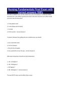 Nursing Fundamentals Final Exam with correct answers 100&percnt;