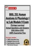 BIOL251&sol;BIOL 251 Human Anatomy & Physiology I w&sol;Lab Module 9 Exam &vert; Portage Learning &vert; 2026 Edition &lpar;PDF&rpar;