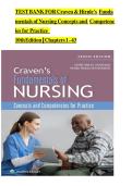 TEST BANK FOR Craven & Hirnle's Fundamentals of Nursing Concepts and Competencies for Practice 10th Edition &vert; Chapters 1 - 43
