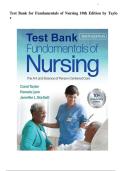 Test Bank - Fundamentals of Nursing-The Art and Science of Person-Centered Care 10Ed&period;by Carol R&period; Taylor&comma; Pamela B Lynn & Jennifer L Bartlett ALL Chapters 1-47 included 490 pages with Questions & Answers-COMPLETE&comma; Elaborated and Latest Testbank&period; Updated IS