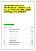 MARYLAND RADIOLOGIC &NewLine;TECHNOLOGIST CERTIFICATION &NewLine;EXAM 1 PRACTICE EXAM LATEST &NewLine;UPDATED FINAL EXAM WIT