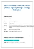 MATH101&sol;MATH 101 Module 1 Exam &NewLine;&vert; College Algebra &vert; Portage Learning &vert; &NewLine;2026 Edition