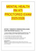 MENTAL HEALTH &NewLine;RN ATI &NewLine;PROCTORED EXAM &NewLine;2025&sol;2026